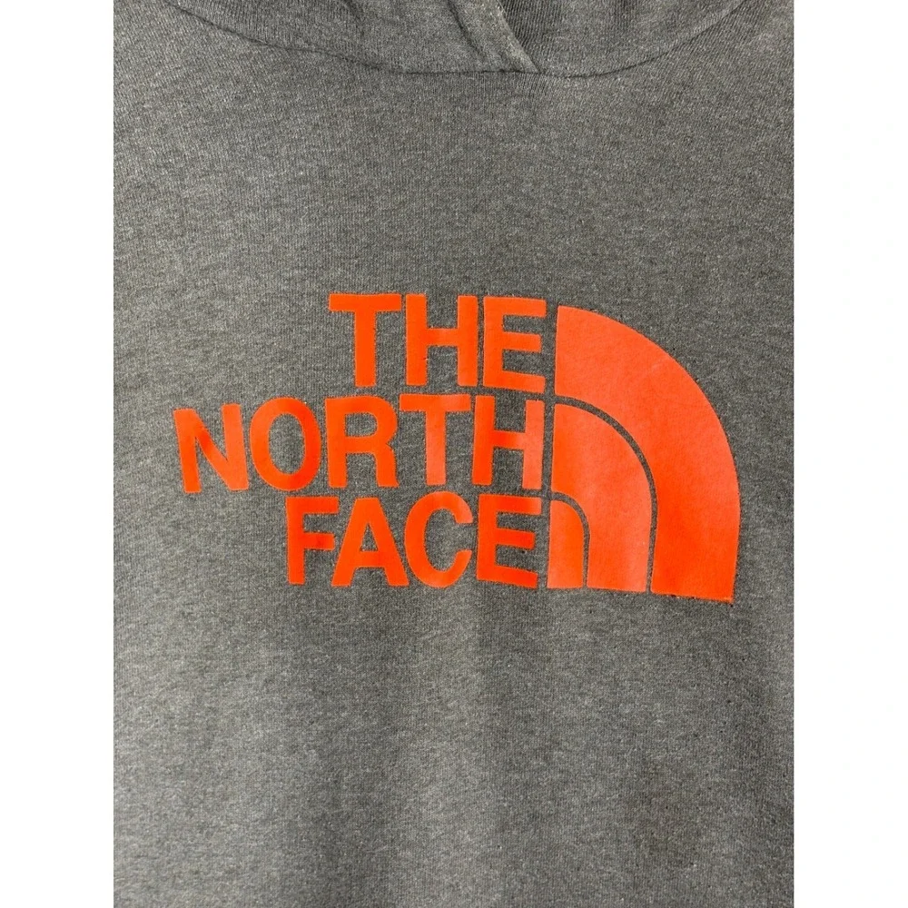 The North Face‎ Gray Hoodie Orange Logo Pullover Mens Sweatshirt